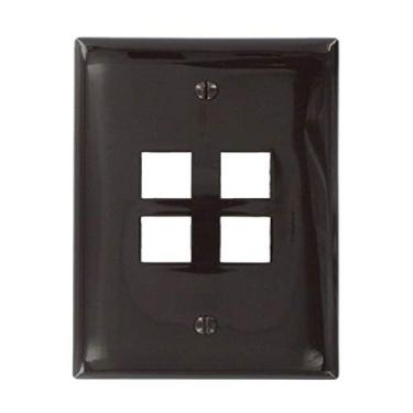 Imagem de Leviton 41091-4BN QuickPort placa de parede de tamanho médio, entrada única, 4 portas, marrom