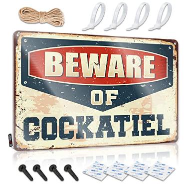 Imagem de Placa de bar para bar ao ar livre Cuidado com calopsitas placa de lata placa de lata para exterior engraçado Ti Nsign (tamanho : 20X30cm)