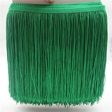 Imagem de 10 metros/lote 20 cm de largura guarnição de franja de renda borla aparamento de franja para diy vestido latino acessórios de roupas de palco fita de renda, verde, 5 metros