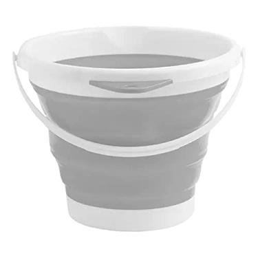 Imagem de Balde Retrátil Dobrável Silicone 10 Litros Portátil Cinza