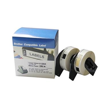 Imagem de Etiqueta multiuso com 2 rolos IDIK-11204 compatível com Brother DK-1204 Etiqueta de endereço de devolução 17 mm x 54 mm x 400 peças/rolo embalado em caixa de varejo com estampa individual com cartucho permanente