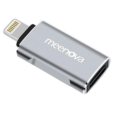 Imagem de meenova Adaptador USB-C fêmea para iOS 14 OTG, adaptador de carregador de cabo tipo C compatível com dispositivos iPhone/iPad de 8 pinos compatíveis com dados cinza