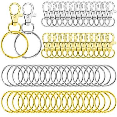 Imagem de 120 peças de ganchos giratórios para chaveiro, ganchos giratórios de metal Evatage com chaveiros, ganchos de hardware para chaveiro, bolsa e artesanato