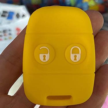 Imagem de YJADHU Capa de silicone para chave de carro 2 botões controle remoto chave de alarme, apto para Rover Mg Land Rover Defender Freelander, amarela