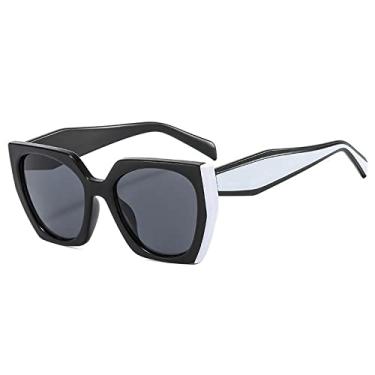 Imagem de Tendência Óculos de Sol Quadrado Preto Branco Feminino Luxo Vintage Grande Armação Óculos de Sol Feminino Sombras UV400 Óculos de Sol, 1, Tamanho Único