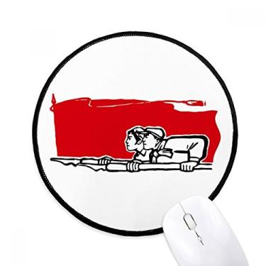 Imagem de Bandeira vermelha homem mulher caneta ilustração mouse pad mesa escritório tapete redondo para computador