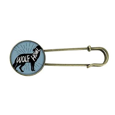 Imagem de Broche de lobo preto contorno natural retrô metal broche broche clipe jóias