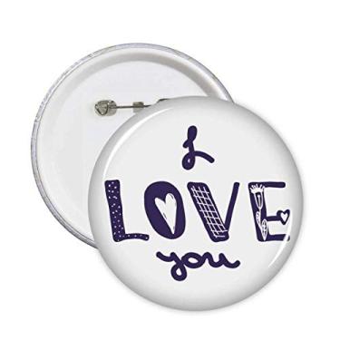 Imagem de I Love You Cute Quote alfinetes de escrita à mão crachá botão redondo decoração de roupas 5 peças