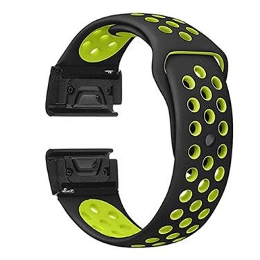 Imagem de KAPPDE 26 22mm Sport Watch Band Straps para Garmin Fenix 7 7X Quick Release Strap Silicone Pulseira (Cor: Preto Verde, Tamanho: 22MM Fenxi 7)