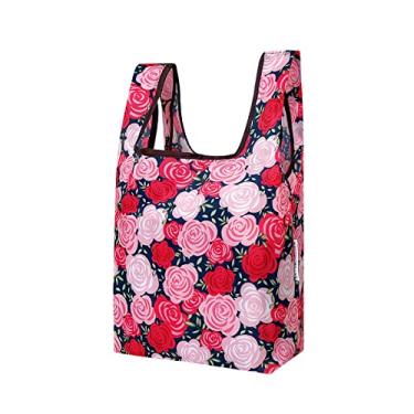 Imagem de Wrapables Bolsa de compras reutilizável pequena JoliBag Collection, rosas rosa