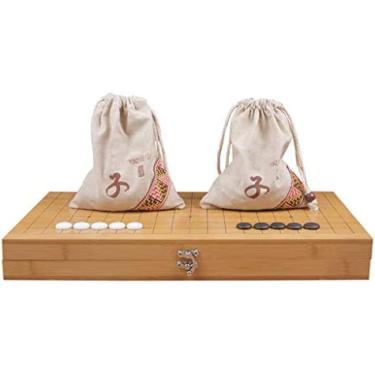 Conjunto de jogo de damas chinês portátil de madeira de borracha