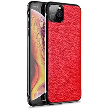 Imagem de WIKUNA Capa de telefone de couro ultrafina, capa protetora à prova de choque sem moldura para Apple iPhone 11 Pro Max (2019) 6,5 polegadas [Proteção de tela e câmera] (cor: vermelho)