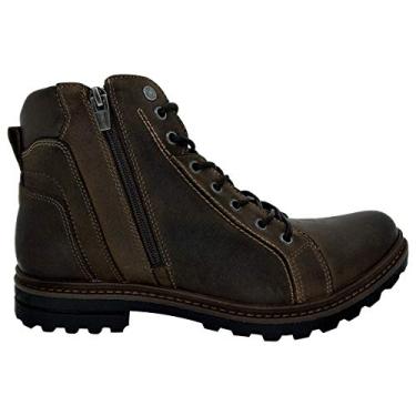 Imagem de Coturno Masculino Freeway Striking Horse Rústico Confortável Com Ziper Lateral Cano Médio Couro Legítimo 1571 - Tabaco