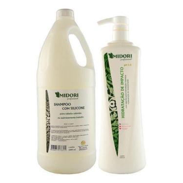 Imagem de Kit Shampoo Silicone 2L Hidratação Impacto 1L Midori - Midori Profissi