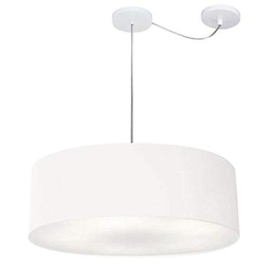 Imagem de Lustre Cilíndrico com Desvio de Centro Cúpula Tecido 50x15, Vivare Iluminação, Pendente4259 BR, Branco, Médio