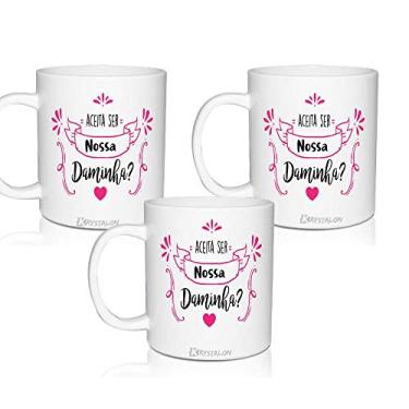 Imagem de 3 Canecas Convite Brancas Personalizadas para Daminha - KrystalON