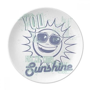 Imagem de Blue Sun Sunshine Placa de vidro decorativa de porcelana Salver Prato de jantar
