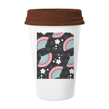 Imagem de Caneca de cerâmica Blue Pink Fans Japan Spots Copo de café Copo de cerâmica