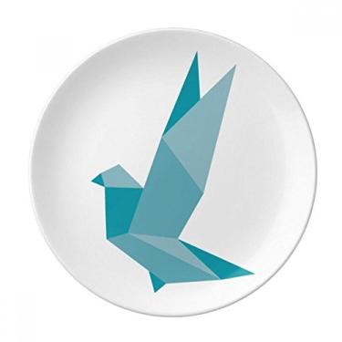 Imagem de Origami Placa com estampa de pombo abstrata de porcelana decorativa Salver Prato de jantar