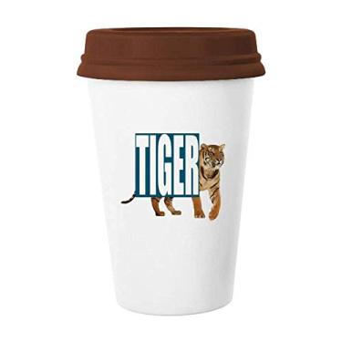 Imagem de Gatos Tigers Feroz Art Deco Caneca moderna Caneca de café Copo de cerâmica Tampa de cerâmica