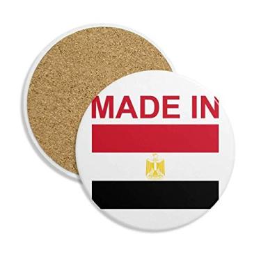 Imagem de Porta-copos de cerâmica Made in Egypt Country Love Porta-copos com pedra absorvente para bebidas presente 2 peças