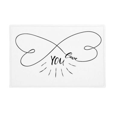 Imagem de DIYthinker Tapete estilo citação Forever Love You antiderrapante, porta de cozinha, 40,64 x 60,96 cm