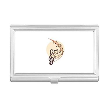 Imagem de Porta-cartões de visita curvo em formato redondo com notas musicais