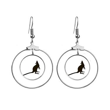 Imagem de Brincos Canguru Preto, Retrato, Argola Pendente Joias Canguru