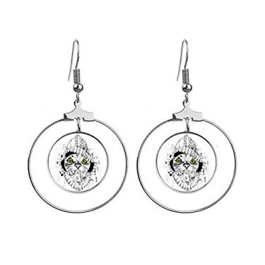 Imagem de Suéter branco cabeça de gato protege animais amantes de animais de estimação brincos pendentes joia círculo gota