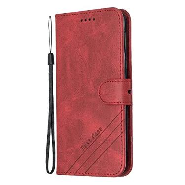 Imagem de Compatible with Motorola Moto G6 Play/Moto E5 Wallet Case, PU Leather Phone Case Magnetic Flip Folio Leather Case Card Holders [Shockproof TPU Inner Shell] Protective Case (Color : Rojo)