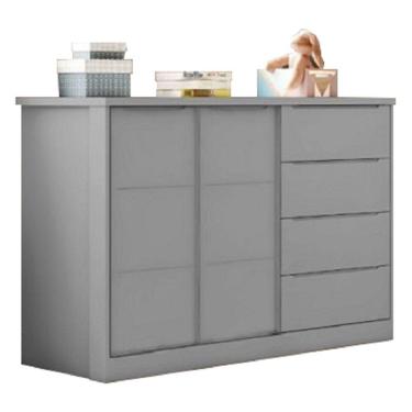 Imagem de Cômoda Sapateira 4 Gavetas 2 Portas Com Cabideiro Infantil Pérola Cza - Phoenix Baby