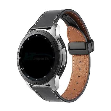 Imagem de Pulseira 22mm Couro Fecho Magnetico Preto LTIMPORTS compativel com, Samsung Galaxy Watch 3 45mm - Galaxy Watch 46mm Sm-R800 - Gear S3 Frontier - Amazfit GTR 4 (Preto)