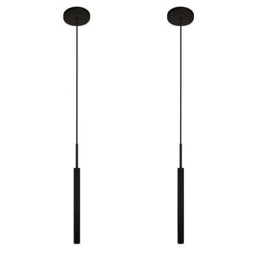 Imagem de Kit 2 Luminárias Teto Tubo Pendente Sala Quarto Preto 40Cm