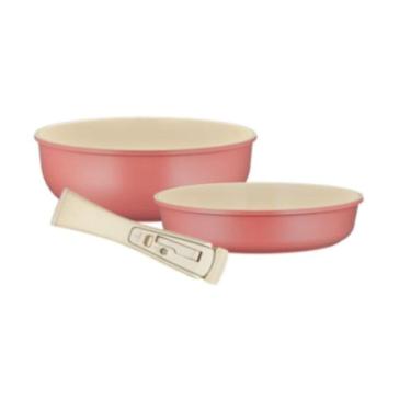 Imagem de Kit 2 Panelas Tigela Cerâmica Antiaderente -Indução – Roichen Bespoke Pan 24Cm – Cabo Destacável – 3 Peças – Rosa