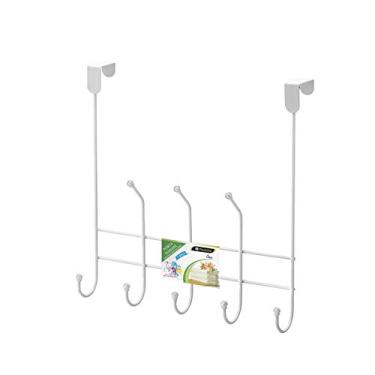 Imagem de Porta Toalha 8 Ganchos Toalheiro Branco Suporte de Porta Box Sem Furo