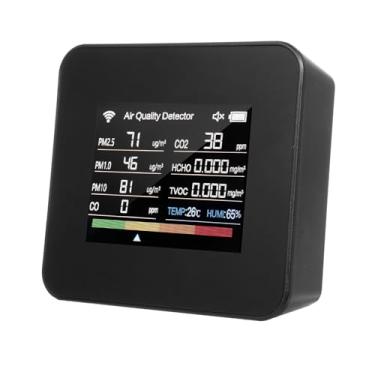 Imagem de Monitor de qualidade do ar interno 14 em 1 WiFi Detector de qualidade do ar detecta CO₂ CO TVOC HCHO Temperatura e umidade PM2.5 PM1.0 PM10 Display colorido TFT de 2,8 polegadas Suporte para