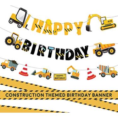 Imagem de Pacote com 3 faixas de construção de Happy Birthday e guirlanda de caminhão, conjunto de decoração para festa de aniversário, show de bebê