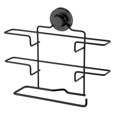 Imagem de Porta Papel Toalha Alumínio Pvc Preto Fosco Future Fixação Por Ventosa 4018pt