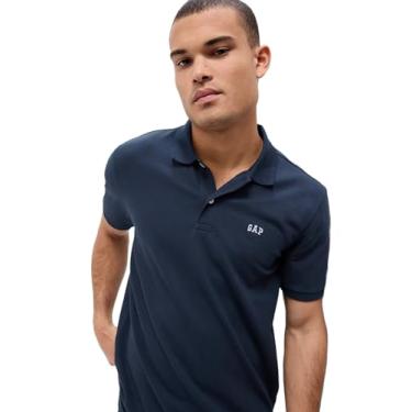 Imagem de GAP Camisa polo masculina com logotipo, Azul/Multi, PP
