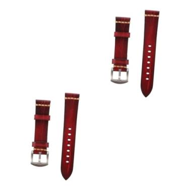 Imagem de 2 Unidades alça banda vintage pulseira de relógio de couro light levinho leve pulseira de couro pulseira para relógio Assistir Acessórios macho Couro genuíno vermelho