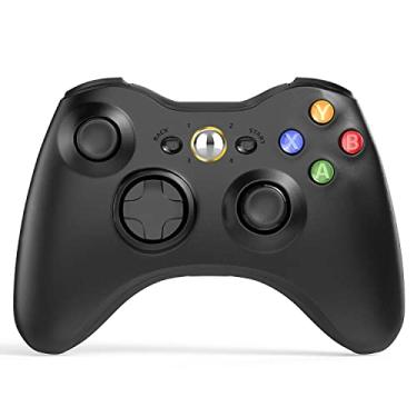 Imagem de W&O Controle sem fio compatível com Xbox 360 2,4 GHZ Gamepad Joystick controle sem fio compatível com Xbox 360 e PC Windows 7,8,10,11 com receptor (preto)