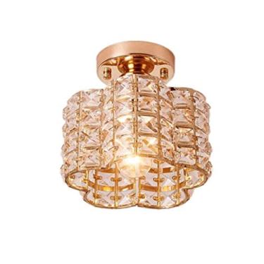 Imagem de Lâmpada de cristal ouro rosa luxo europeu led cristal corredor sala estar varanda lâmpada do teto lofty ambition