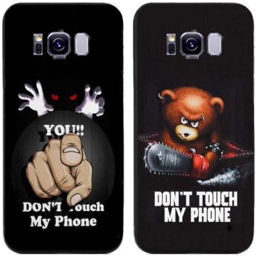 Imagem de 2 peças Bear You Don't Touch My Phone impresso TPU gel silicone capa de telefone traseira para Samsung Galaxy todas as séries (Galaxy S8)