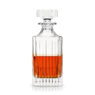 Imagem de Viski Garrafa de licor de cristal com corte sem chumbo e tampa de vidro feito na Europa para uísque, vodca, gin, 800 ml, conjunto de 1, transparente