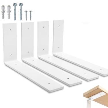 Imagem de rio design99 – 30cm - mão francesa cantoneira invertida – branca – ferro aço suporte para prateleira reforçada resistente industrial madeira bancada estante – 300mm