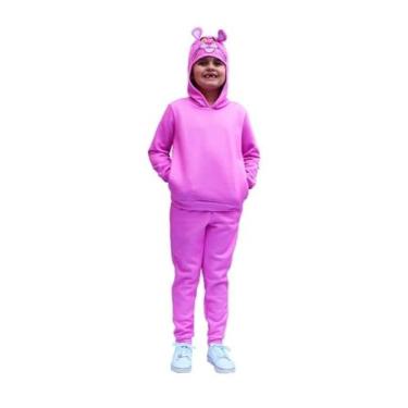 Imagem de ISABB, Conjunto Moletom Bebê Pantera Cor-de-Rosa Com Touca Máscara - Isabb Tamanho:BEBÊ - G - 6 A 8 MESES