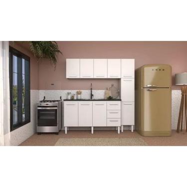 Imagem de Conjunto Cozinha Completo Para Pia 1,60metros Gabinete 3 Gavetas + Aéreo + Paneleiro 100% em Aço  - Venus Cozimax