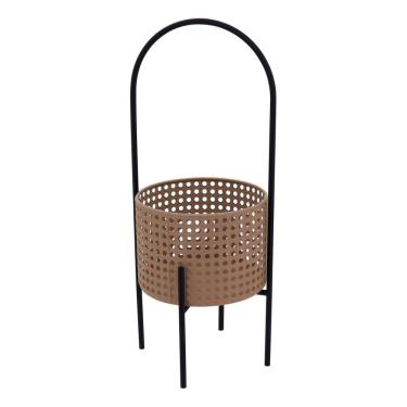 Imagem de CACHEPÔ METAL 50x18x18cm BEGE VASO DECORATIVO PLANTA
