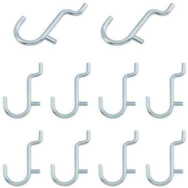 Imagem de ZZLZX Conjunto de 10 peças para exibição de parede, gancho para quadro de pegboard de metal, gancho J, prata, aço inoxidável, para exibição de parede, adequado para pendurar joias, utensílios de