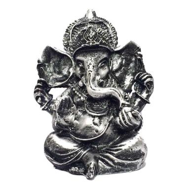 Imagem de Estátua De Ganesha Prateado Pequeno Resina 10Cm